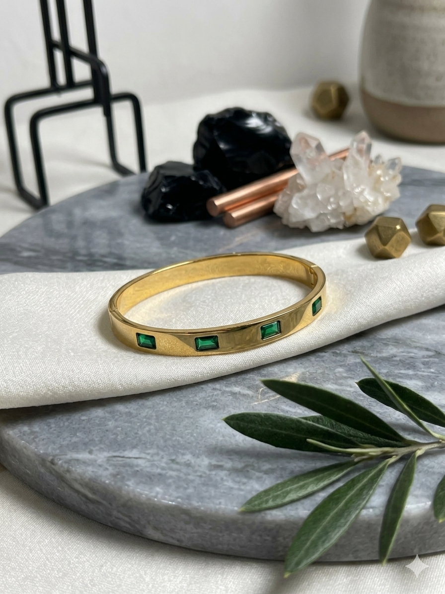 Emerald Rectangle Bangle Bracelet