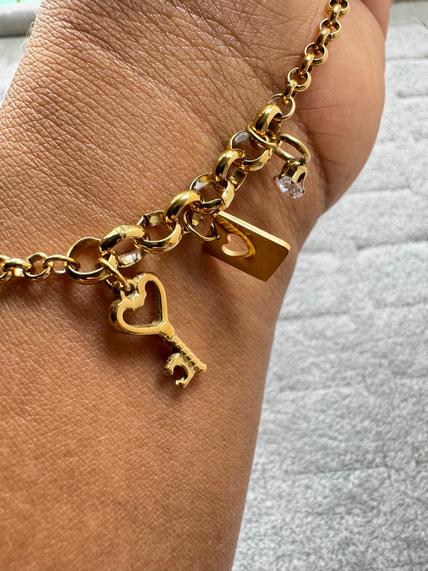 Heart Lock Charms Bracelet