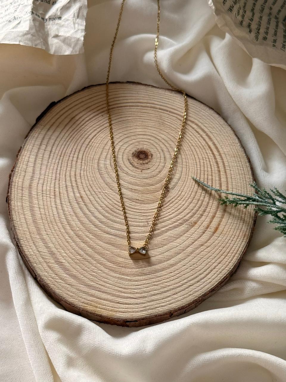 Crystal Bow Pendant Necklace