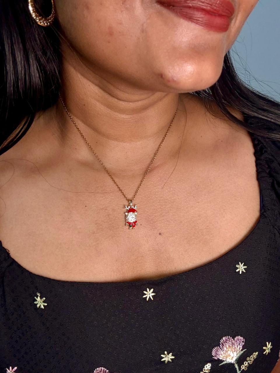 Sparkle Reindeer Christmas Pendant Necklace