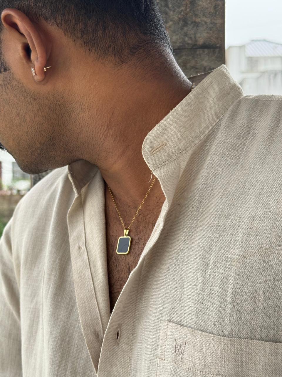 Black Square Pendant - Men's