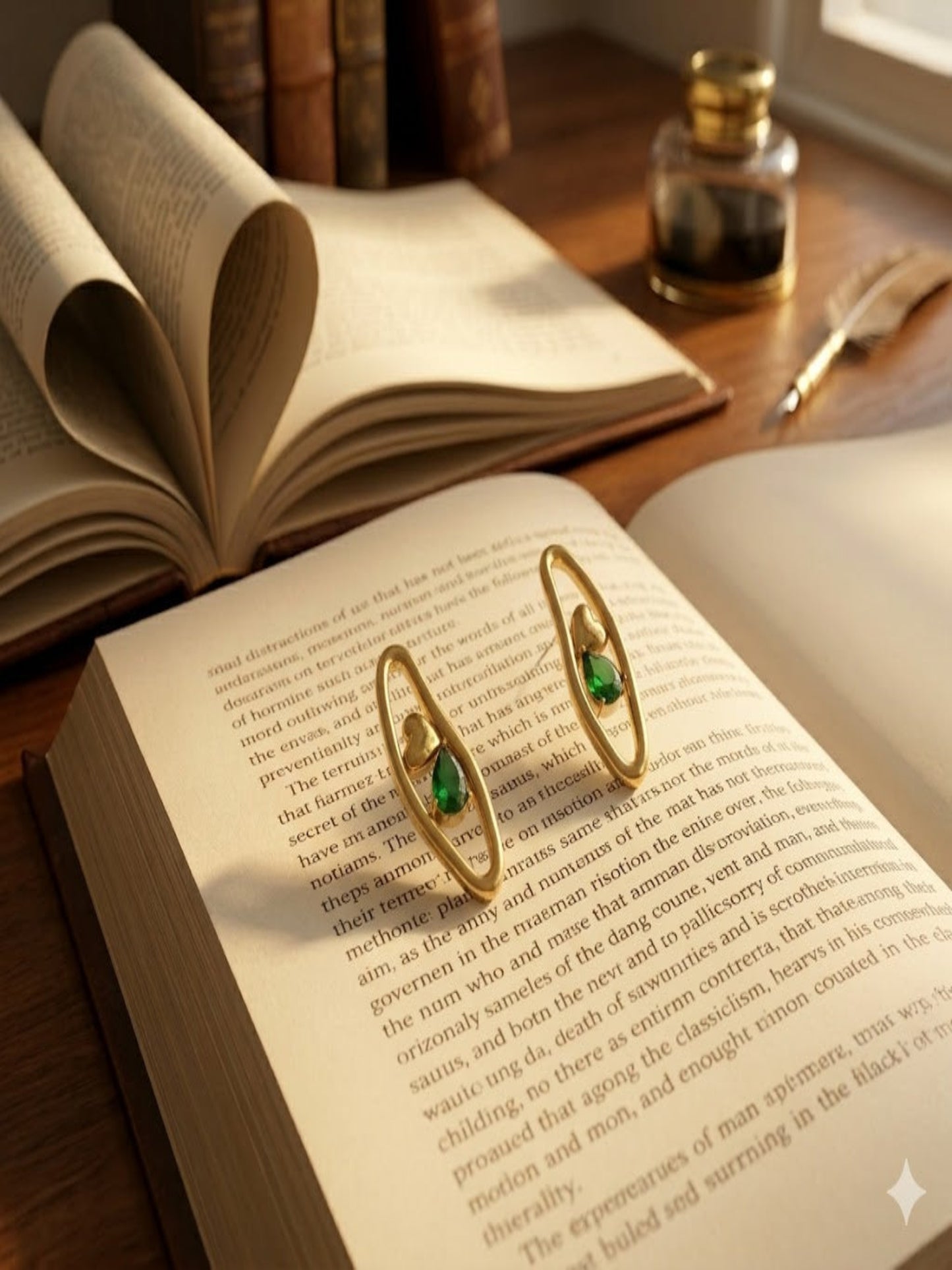 Golden Heart Frame Earrings
